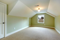 Empty Room With Green Walls And White Vaulted Ceiling